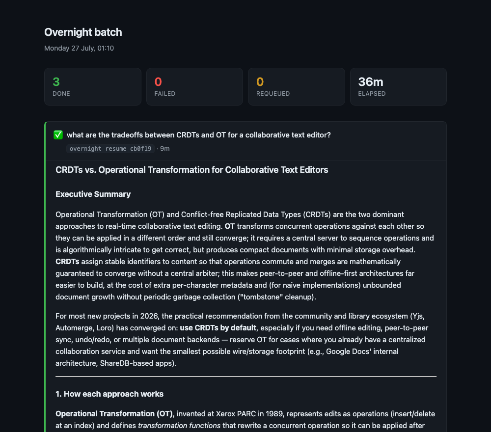 A report rendered inline on the summary page